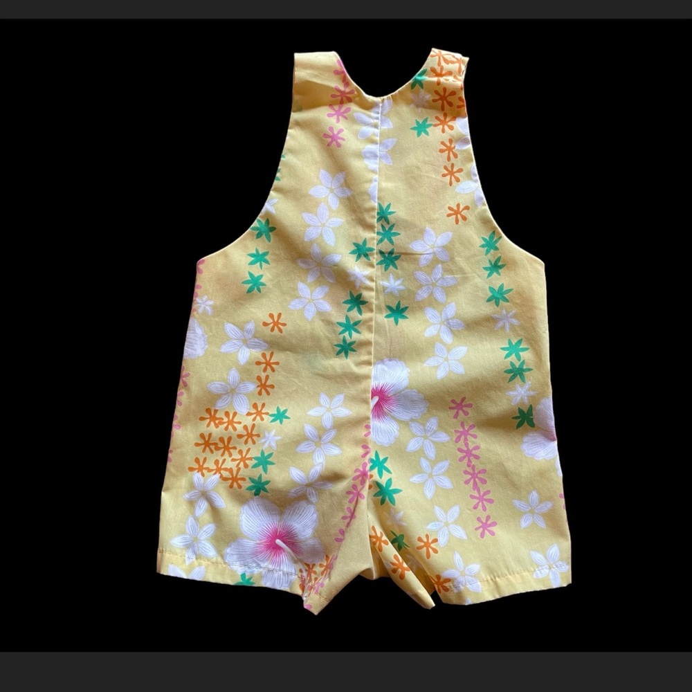VTG 12-24 Mo Hawaiian Shortall, Yellow w/ Flowers - Picture 4 of 5